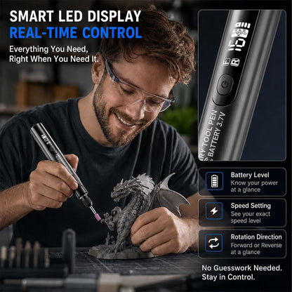 🔥Mini Rotary Tool Kit That Handles Engraving Grinding Cutting & Polishing With LED Light And Digital Speed Display