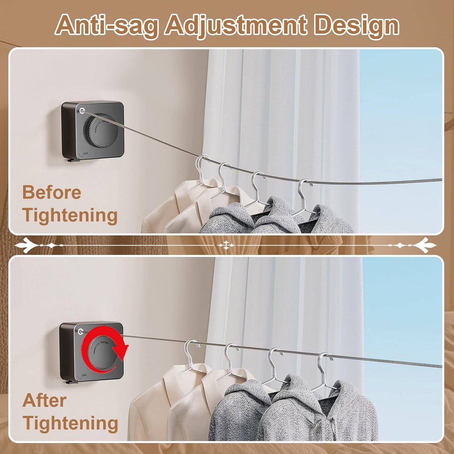 🔥Space-Saving Invisible Wall Mounted Clothesline With Slow Auto Retraction