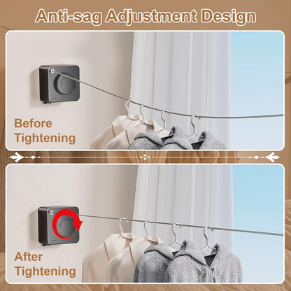 🔥Space-Saving Invisible Wall Mounted Clothesline With Slow Auto Retraction