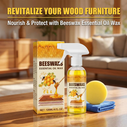 Beeswax Wood Polish Spray, Beeswax Essential Oil Wax, 2026 Upgrade Bees wax Furniture Polish and Cleaner with Sponge and Towel, Natural BeeswaxCleaner for Furniture Floors Cabinets