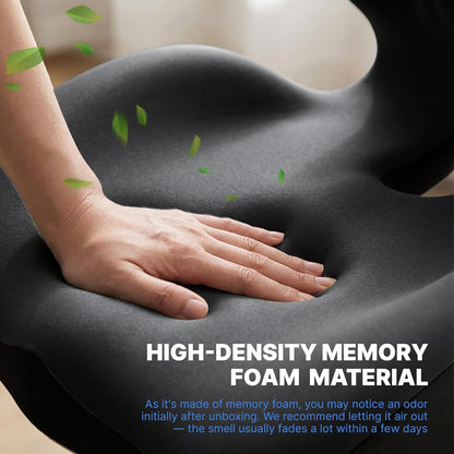 🔥Ergonomic Memory Foam Seat Cushion For Back Pain Relief And All Day Sitting Comfort