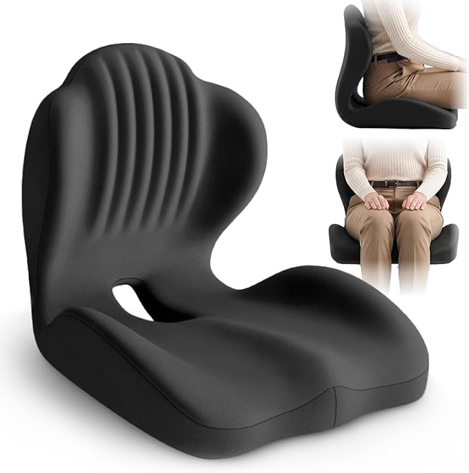 🔥Ergonomic Memory Foam Seat Cushion For Back Pain Relief And All Day Sitting Comfort