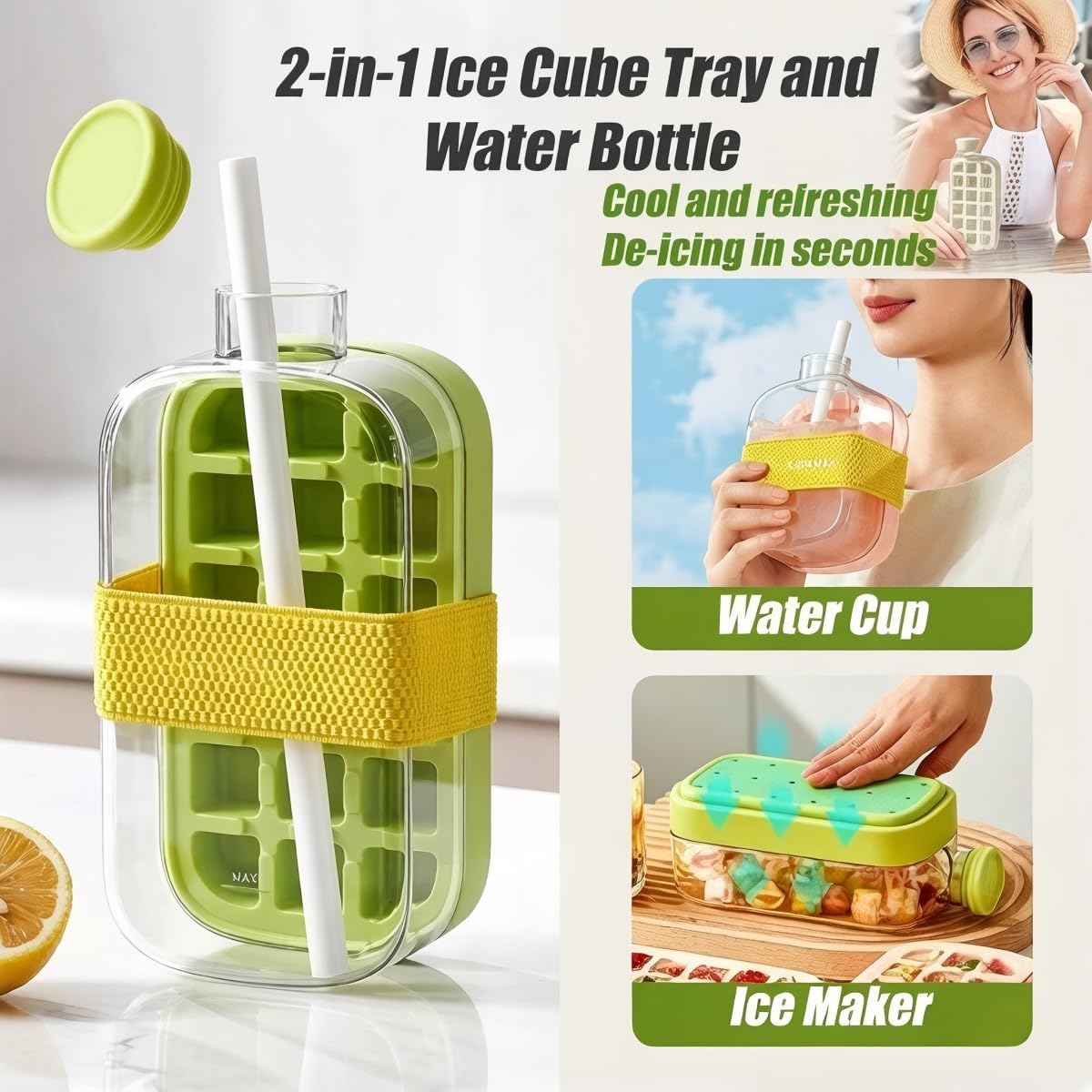 🧊2-in-1 Ice Cube Water Bottle – Make Ice Inside Your Bottle Anytime