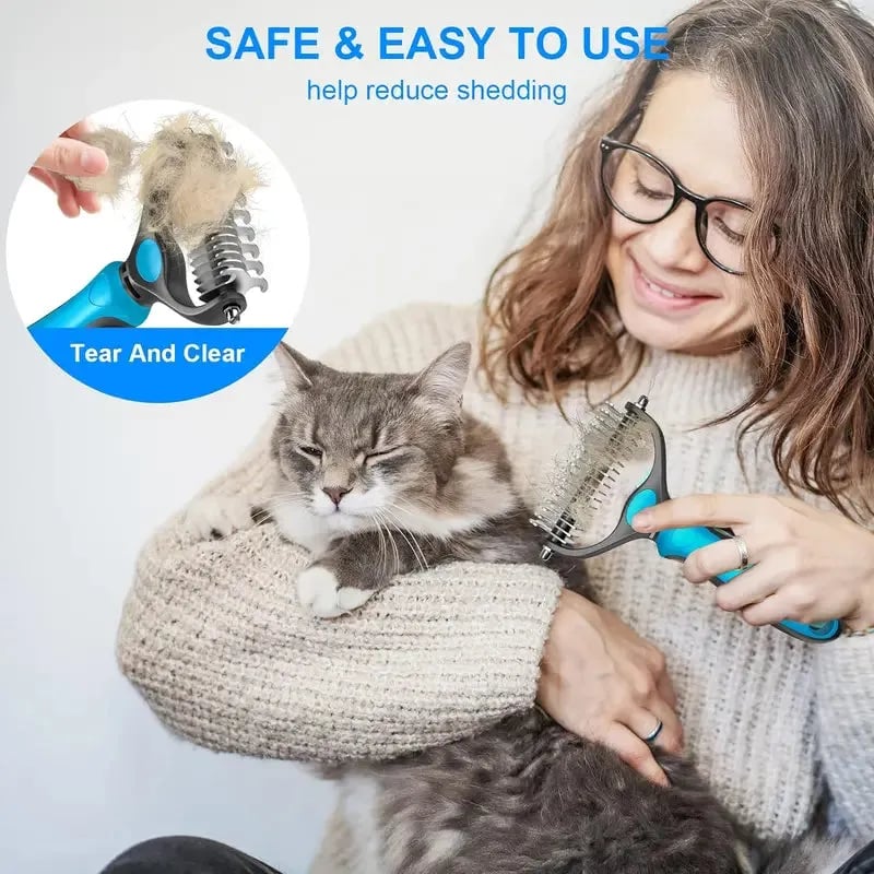 🐾 Double-Sided Pet Grooming Brush For A Cleaner Home & Happier Pets