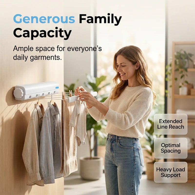 🏆Space-Saving Auto Retractable Clothesline For Effortless Indoor & Outdoor Drying