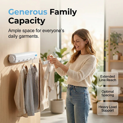 🏆Space-Saving Auto Retractable Clothesline For Effortless Indoor & Outdoor Drying