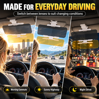 ⏳ Limited-Time Buy 1 Get 1 Free ⏰ Universal HD Anti-Glare Car Sun Visor (Day & Night Use)