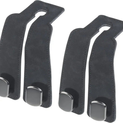 2PCS Premium Car Headrest Hooks – Leather Bag & Purse Organizer