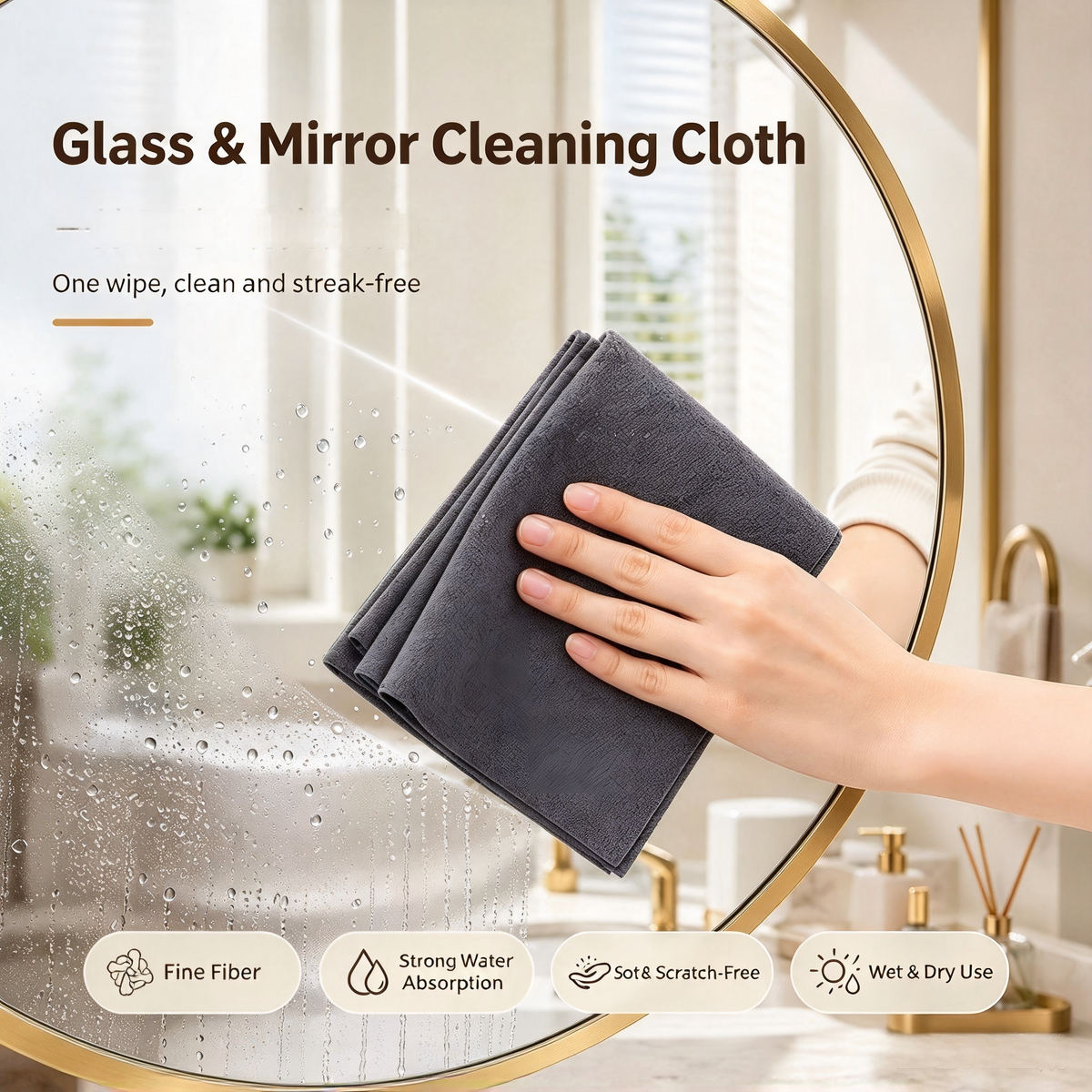 ✨🪞Mirror cleaning cloth—leaves no streaks or residue.