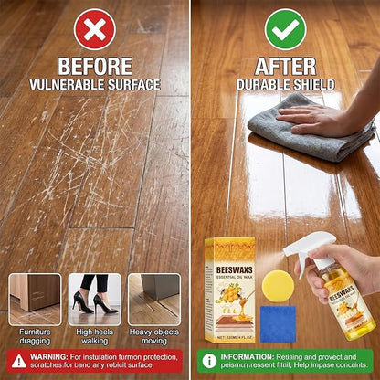Beeswax Wood Polish Spray, Beeswax Essential Oil Wax, 2026 Upgrade Bees wax Furniture Polish and Cleaner with Sponge and Towel, Natural BeeswaxCleaner for Furniture Floors Cabinets