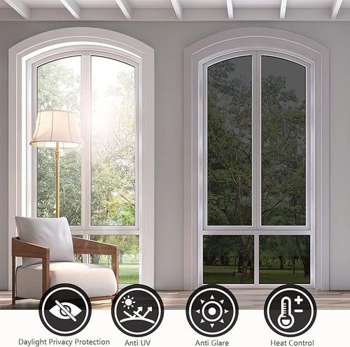 🏠One Way Window Privacy Film Heat Control UV Blocking Mirror Film For Home Privacy And Energy Saving