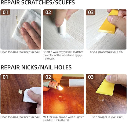 🛡️ Furniture Repair Wax Sticks 16-Color Set | Instantly Repair Scratches and Nail Holes