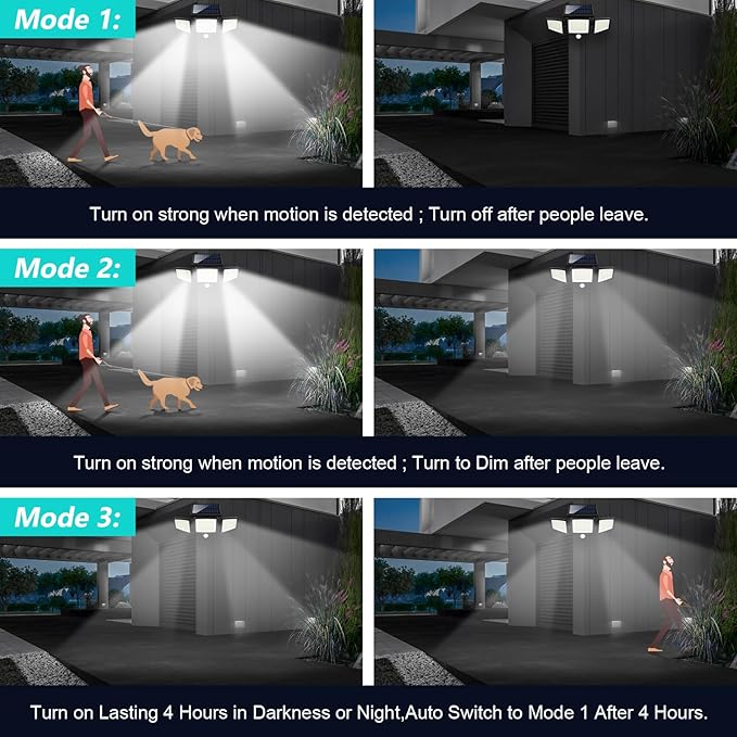 💡Solar Outdoor Lights With Motion Sensor Bright Waterproof Security Lighting For Yard Garden Garage