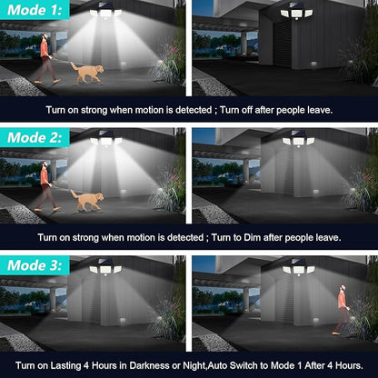 💡Solar Outdoor Lights With Motion Sensor Bright Waterproof Security Lighting For Yard Garden Garage