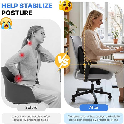 🔥Ergonomic Memory Foam Seat Cushion For Back Pain Relief And All Day Sitting Comfort