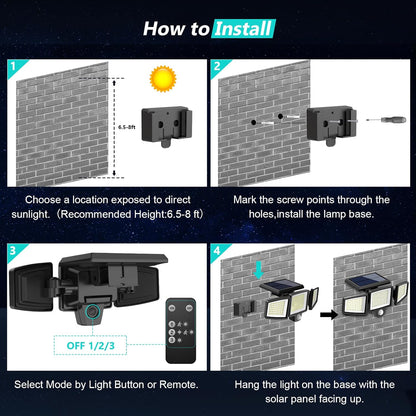 💡Solar Outdoor Lights With Motion Sensor Bright Waterproof Security Lighting For Yard Garden Garage