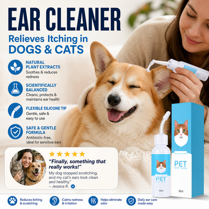 🐶 Gentle Pet Ear Cleaner for Dogs & Cats – Helps Keep Ears Clean & Fresh