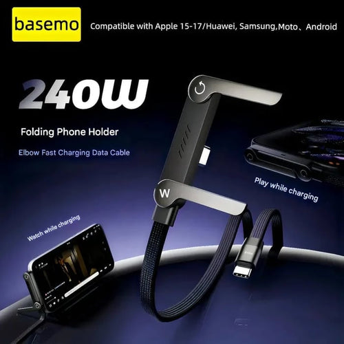 🔥Buy 1, Get 1 Free ⚡ 2-in-1 Invisible Holder Charger Cable - 240W Fast Charging Cord with Built-In Phone Stand