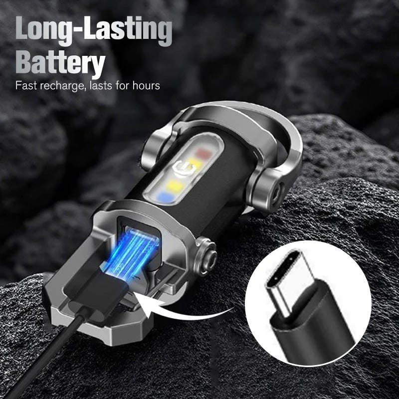 Portable Rechargeable High Brightness Keychain Flashlight, Waterproof Mini LED Emergency Torch for Outdoor Camping Night Walking