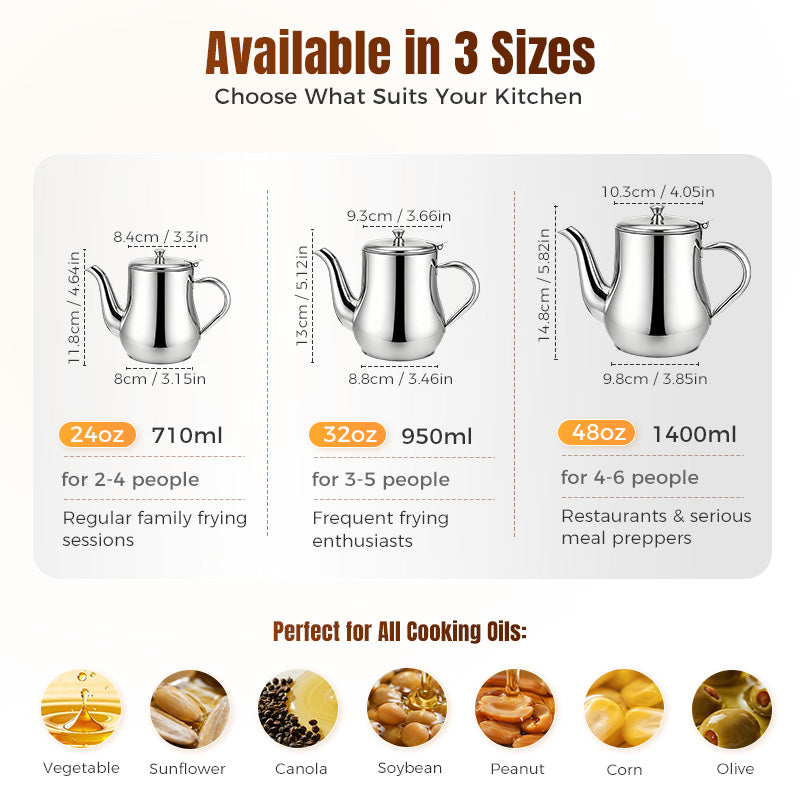 ⏳🔥 1700ml Large Capacity – 50% Off for a Limited Time! ⏰ 316 Stainless Steel Oil-Filtering Pot