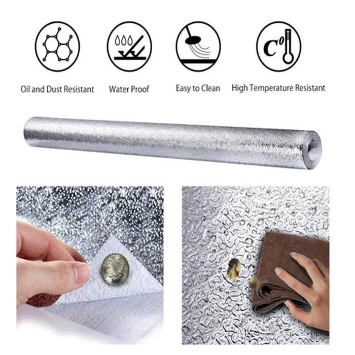 ✨No More Greasy Kitchen Walls – Waterproof Aluminum Foil Peel & Stick Wall Protector