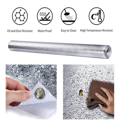 ✨No More Greasy Kitchen Walls – Waterproof Aluminum Foil Peel & Stick Wall Protector