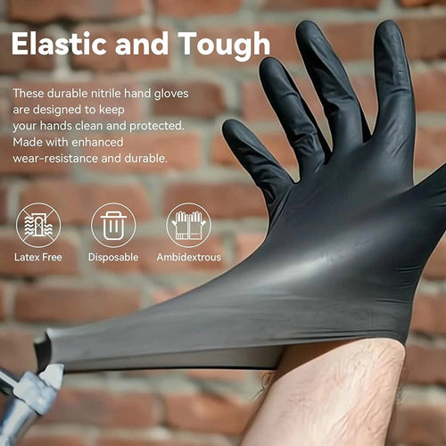 Disposable Black Nitrile Gloves Safety Tools For Household Cleaning(100 pcs)