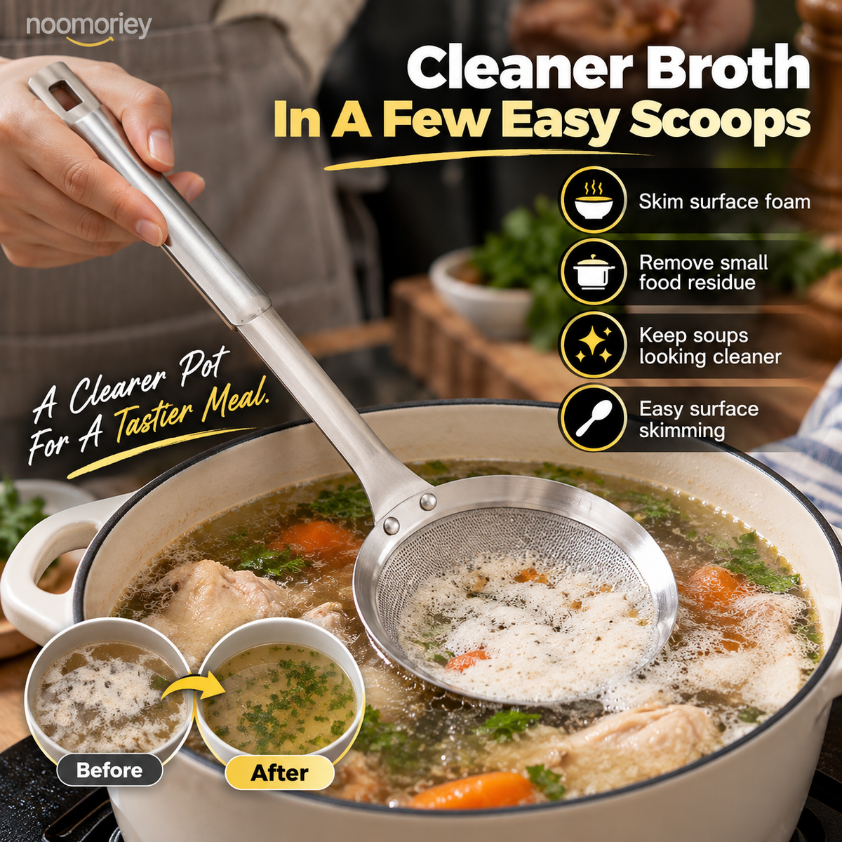 🎁 Buy One, Get One Free 🍳 Thickened Food-Grade Stainless Steel Fine-Mesh Strainer