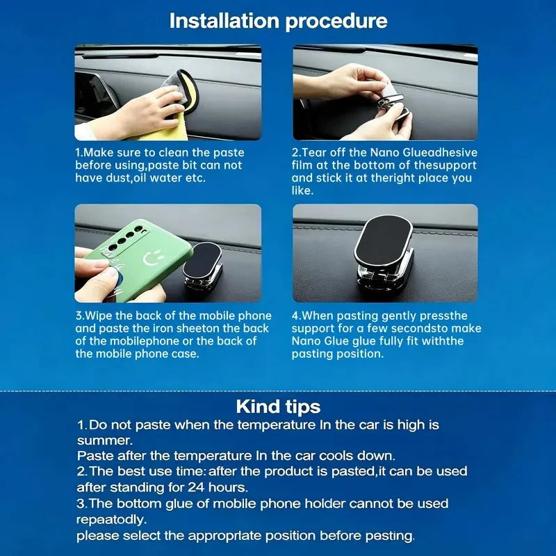 💥Buy 1, Get 1 Free 🚗Foldable Metal Magnetic Car Cell Phone Holder - 360° Rotating Dashboard Mount