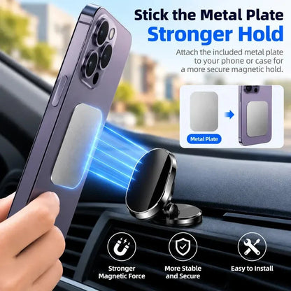 💥Buy 1, Get 1 Free 🚗Foldable Metal Magnetic Car Cell Phone Holder - 360° Rotating Dashboard Mount