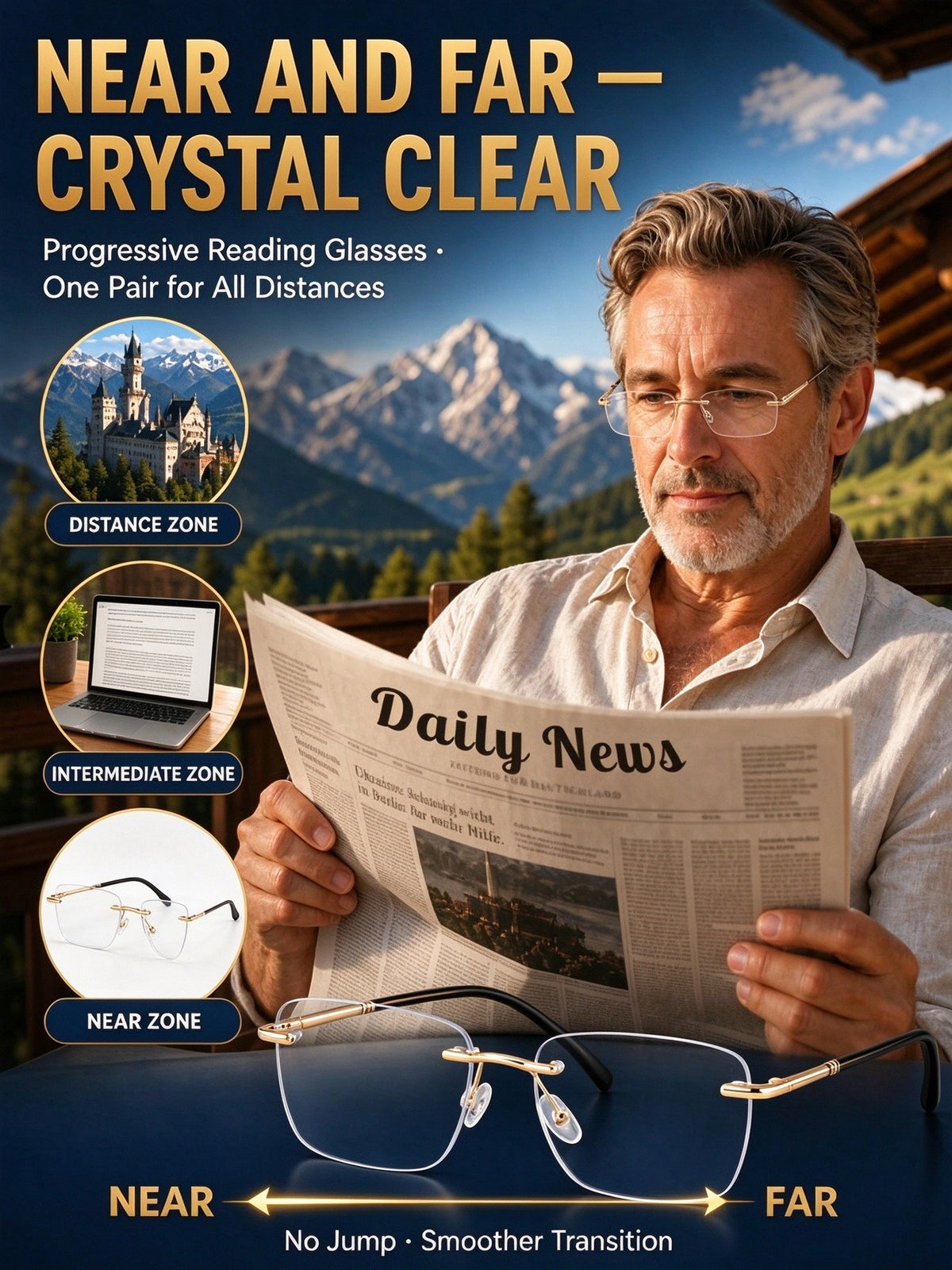 👓 Auto-Adjusting Focus: See clearly near and far without swapping glasses.