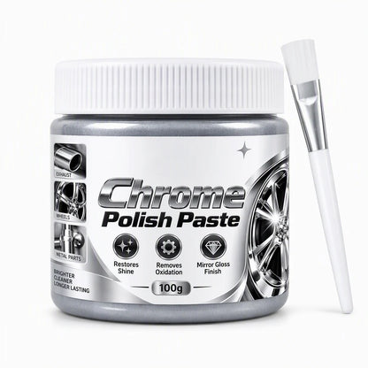 Metal Chrome Polish & Restorer Paste With Brush