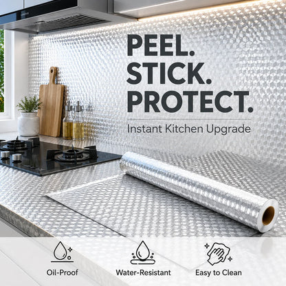 Self-Adhesive Aluminum Foil Kitchen Backsplash Wallpaper