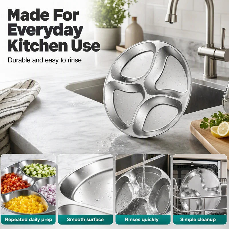 📢📢50% OFF !! ⏰4‑Compartment Prep Plate for Kitchen Organization