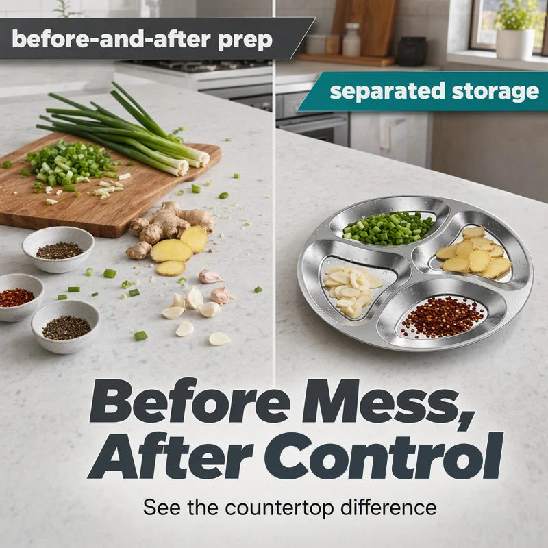 📢📢50% OFF !! ⏰4‑Compartment Prep Plate for Kitchen Organization
