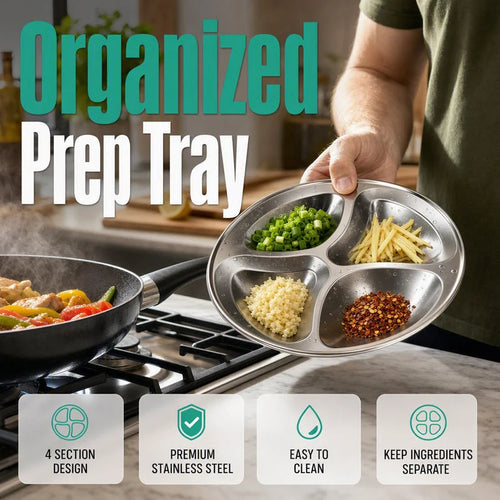 📢📢50% OFF !! ⏰4‑Compartment Prep Plate for Kitchen Organization
