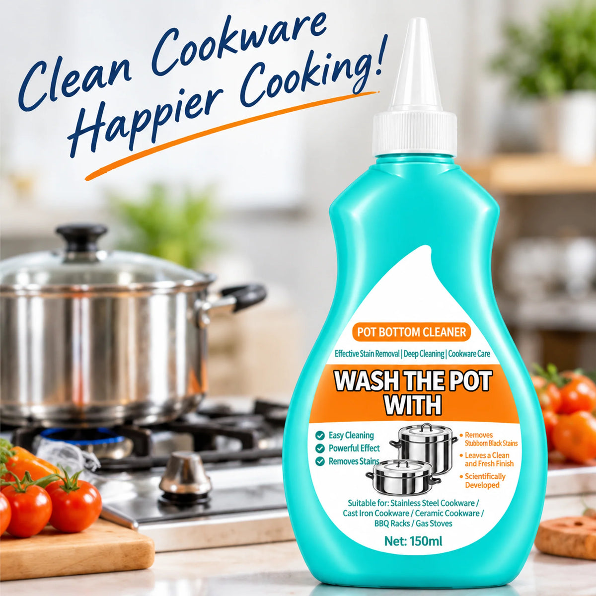 💥Buy 1, Get 1 Free 🍳Pot-bottom cleaner (150ml)—removes stubborn black grime