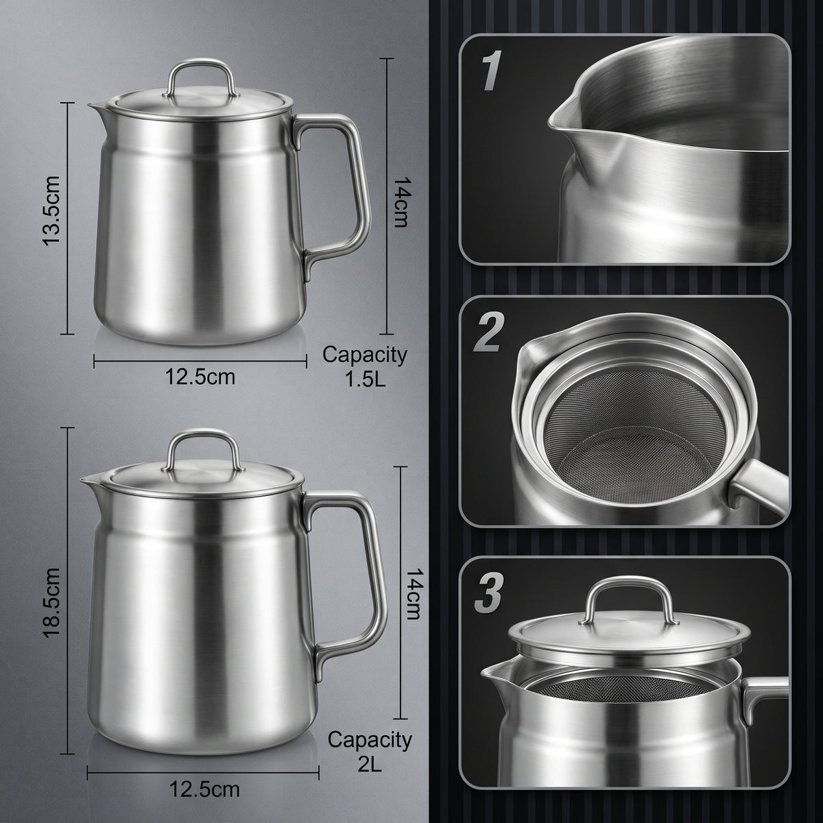 🔥50% OFF! 🚗3-in-1 304 Stainless Steel Multifunctional Oil Strainer Pot