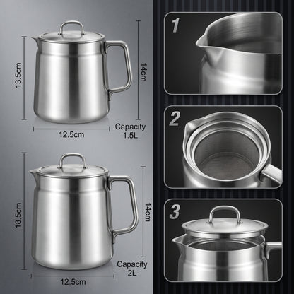 🔥50% OFF! 🚗3-in-1 304 Stainless Steel Multifunctional Oil Strainer Pot