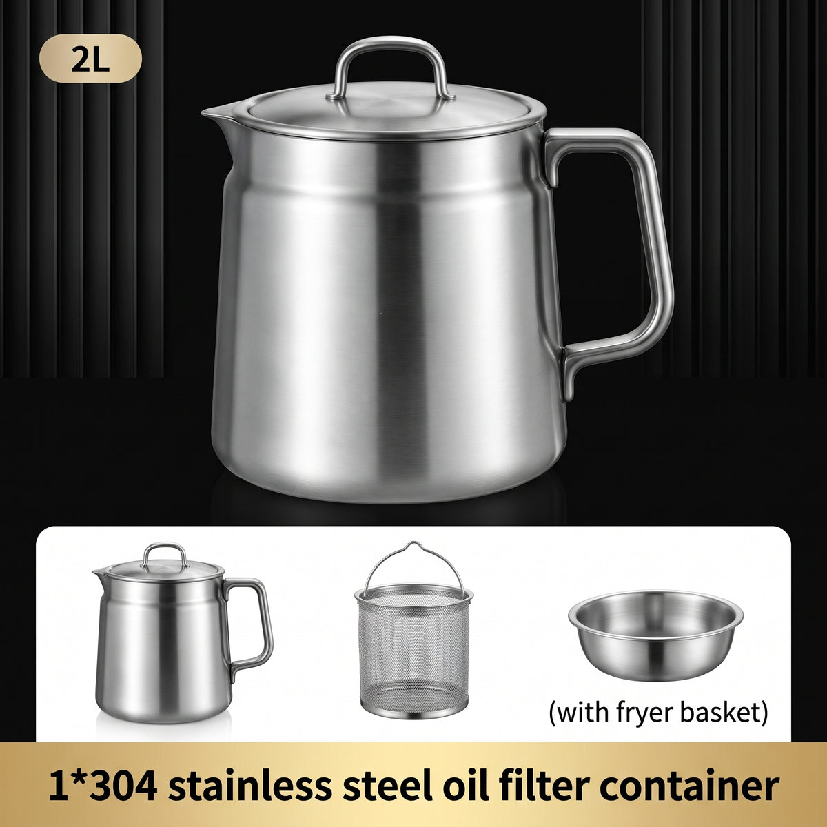 🔥50% OFF! 🚗3-in-1 304 Stainless Steel Multifunctional Oil Strainer Pot