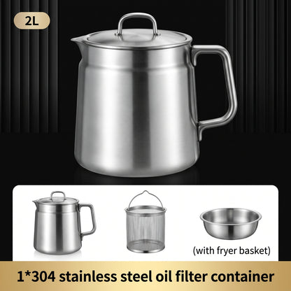 🔥50% OFF! 🚗3-in-1 304 Stainless Steel Multifunctional Oil Strainer Pot