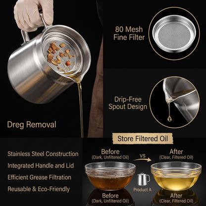 🔥50% OFF! 🚗3-in-1 304 Stainless Steel Multifunctional Oil Strainer Pot