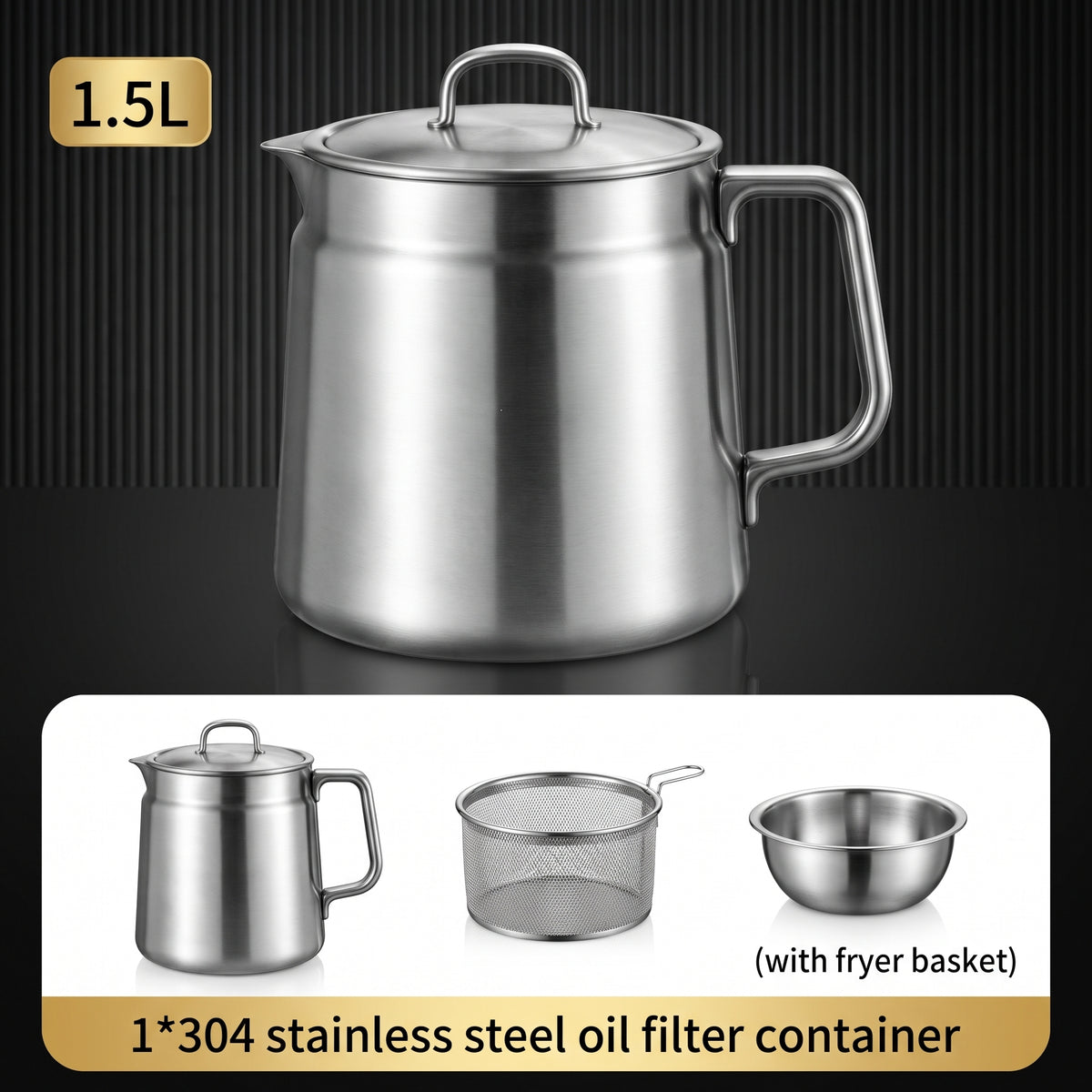 🔥50% OFF! 🚗3-in-1 304 Stainless Steel Multifunctional Oil Strainer Pot
