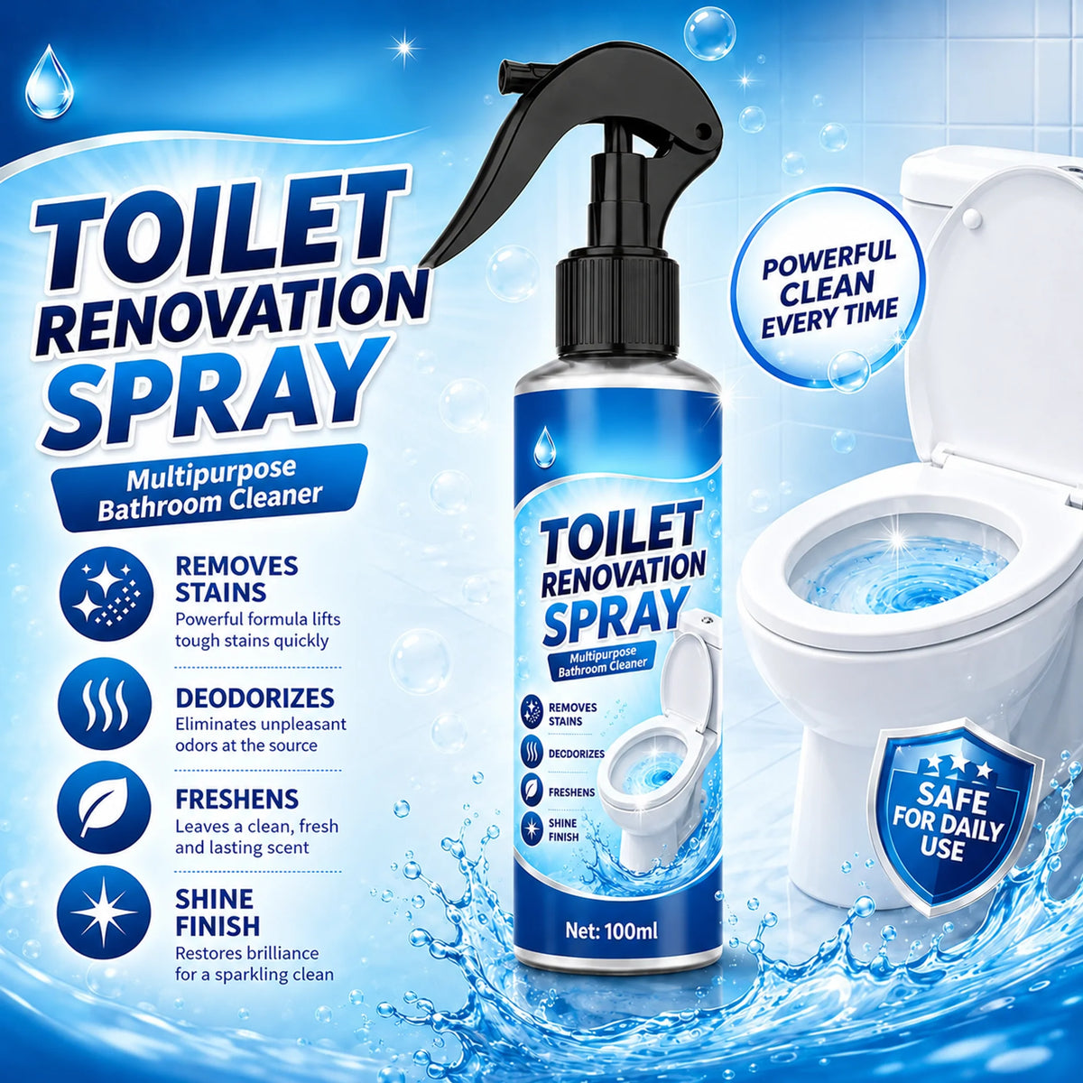 🔥LAST DAY SALE-50% OFF🎁100ML-Scented Antibacterial and Descaling Toilet Cleaner