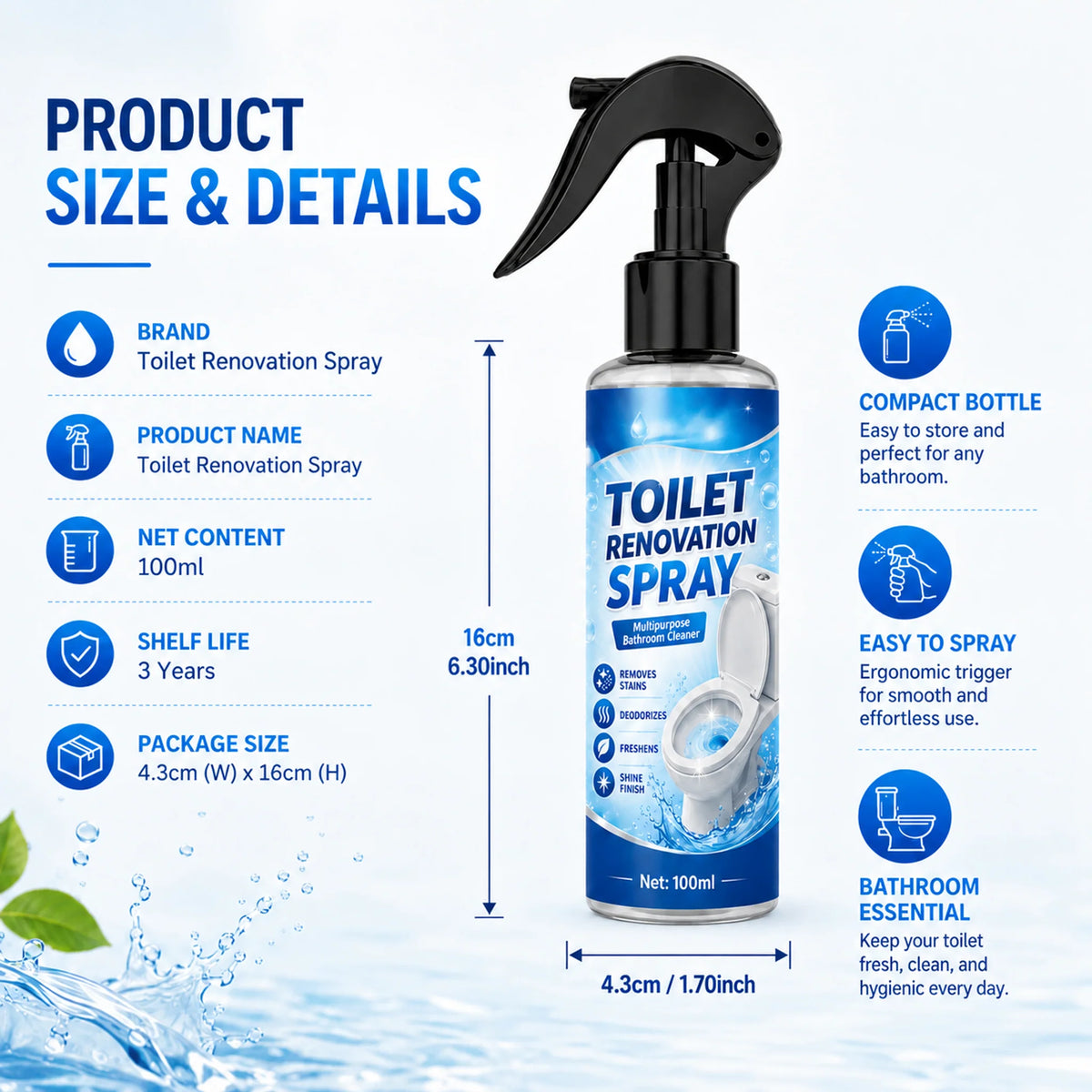 🔥LAST DAY SALE-50% OFF🎁100ML-Scented Antibacterial and Descaling Toilet Cleaner