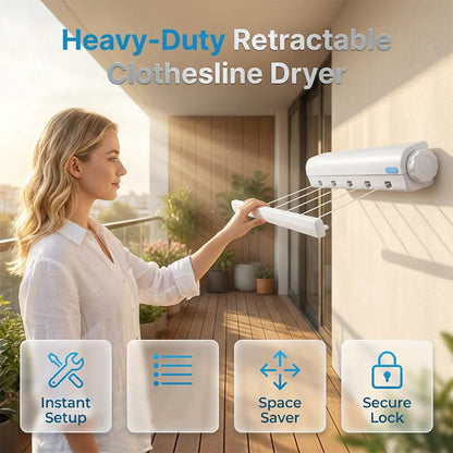 🏆Space-Saving Auto Retractable Clothesline For Effortless Indoor & Outdoor Drying