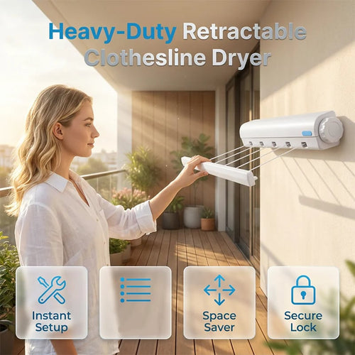 🏆Space-Saving Auto Retractable Clothesline For Effortless Indoor & Outdoor Drying