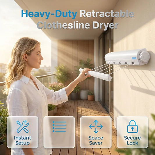 🏆Space-Saving Auto Retractable Clothesline For Effortless Indoor & Outdoor Drying