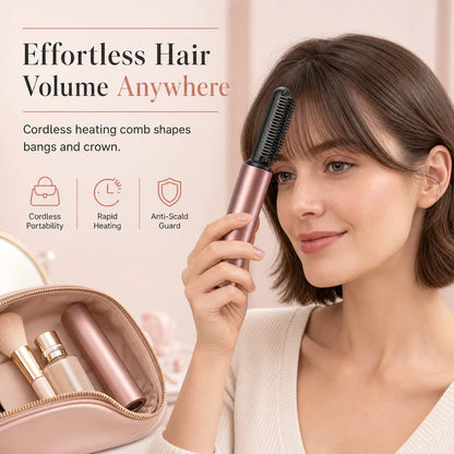 🔥50% Off Today Only! - Cordless Mini Heated Hair Straightener Brush Portable Rechargeable Hair Styling Comb for Bangs and Volumizing