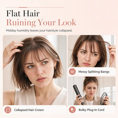 🔥50% Off Today Only! - Cordless Mini Heated Hair Straightener Brush Portable Rechargeable Hair Styling Comb for Bangs and Volumizing